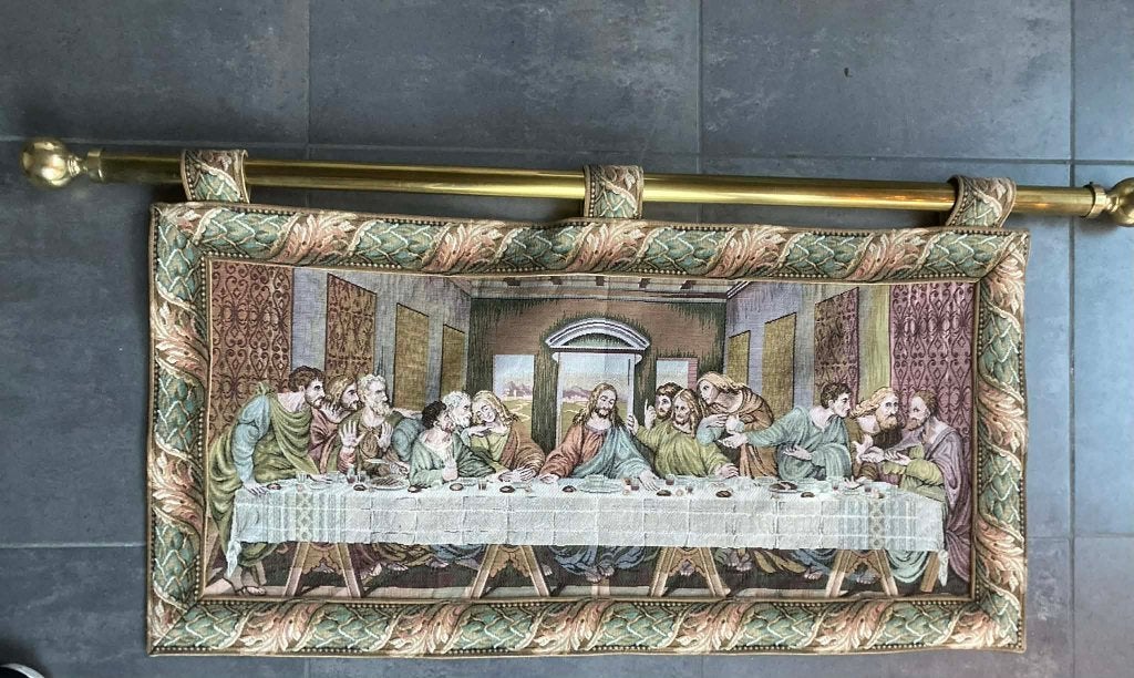 Wandtapijt / gobelin Laatste Avondmaal, Ophalen, 45 cm, 91 cm, Meerkleurig