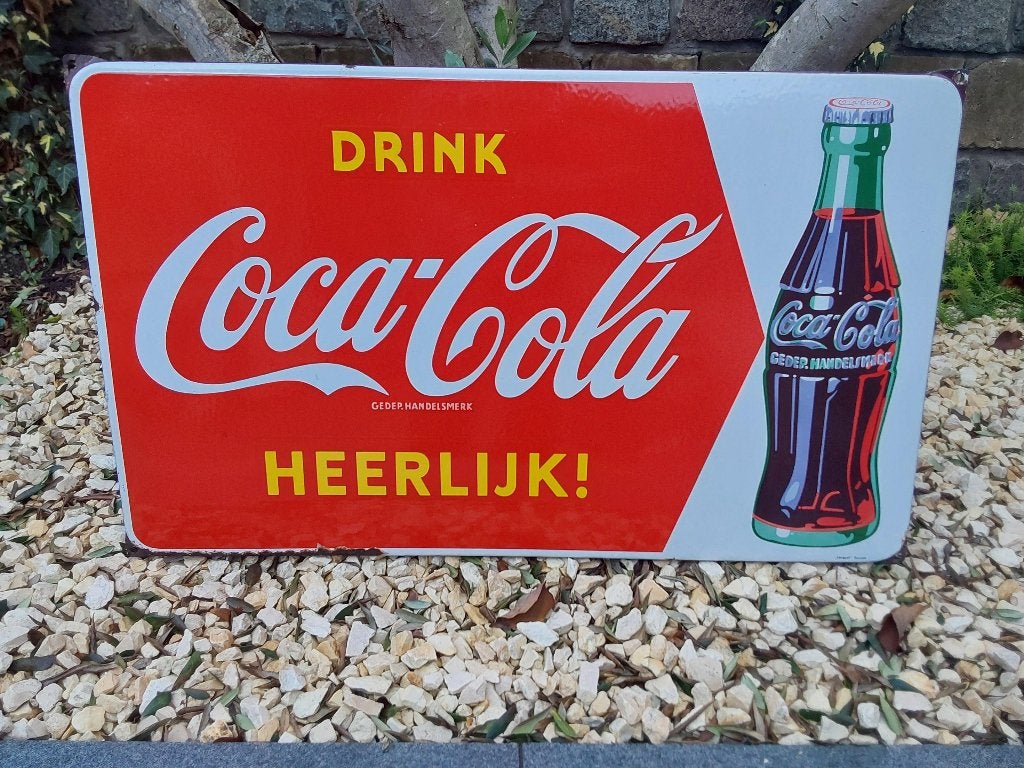 Emaille Reclamebord Bord Coca Cola, Verzamelen, Merken en Reclamevoorwerpen, Zo goed als nieuw, Reclamebord, Ophalen of Verzenden