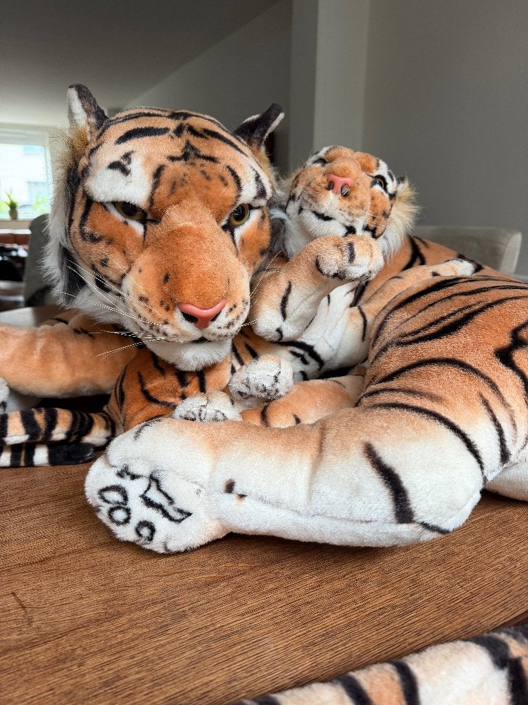 XL  pluche tijger met welp, Ophalen, Zo goed als nieuw, Tijger
