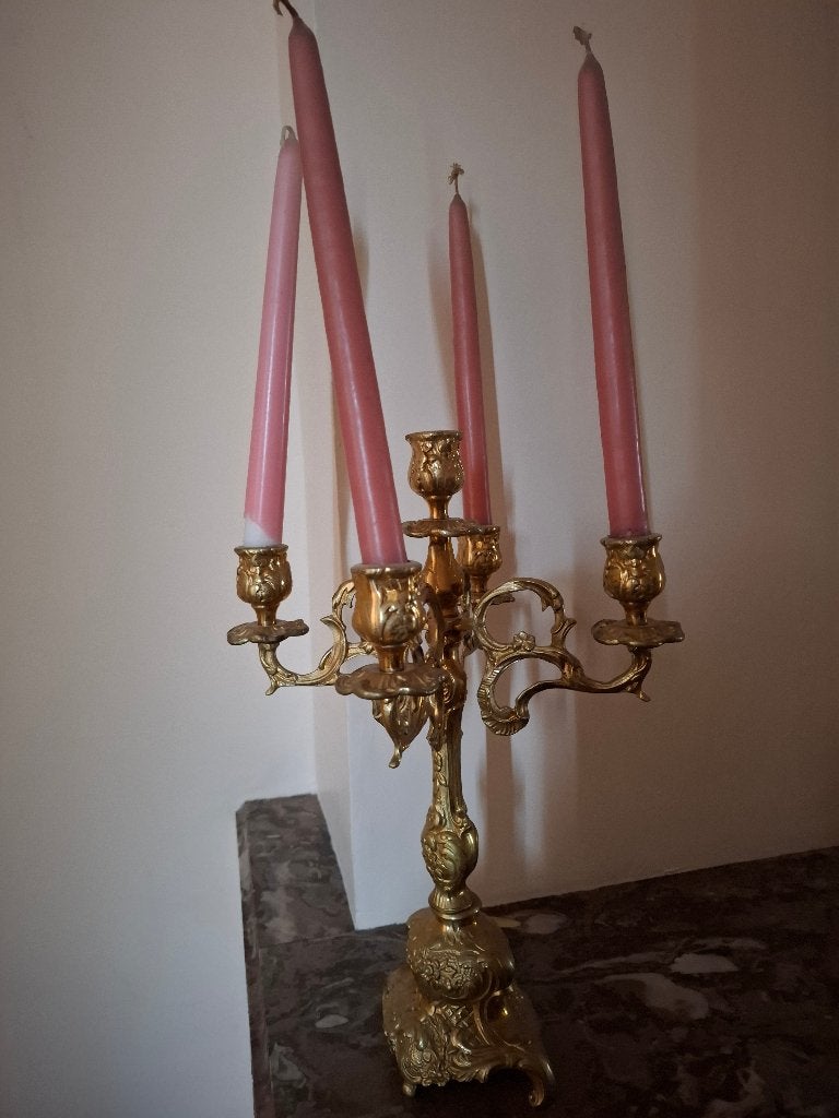 Zware koperen kandelaar, Antiek en Kunst, Ophalen of Verzenden, Brons