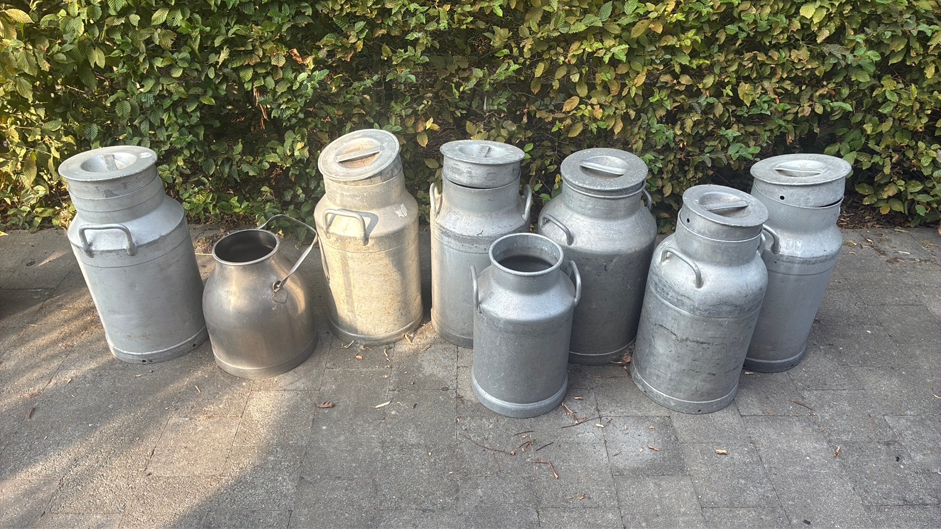 Melkkannen 7 aluminium/1 inox, Tuin en Terras, Tuinwanddecoratie, Ophalen, Gebruikt
