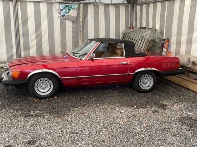 Mercedes Benz 380 SL R107 Roadster rouge + cuir beige 1985, Achat, Intérieur cuir, Beige, Entreprise