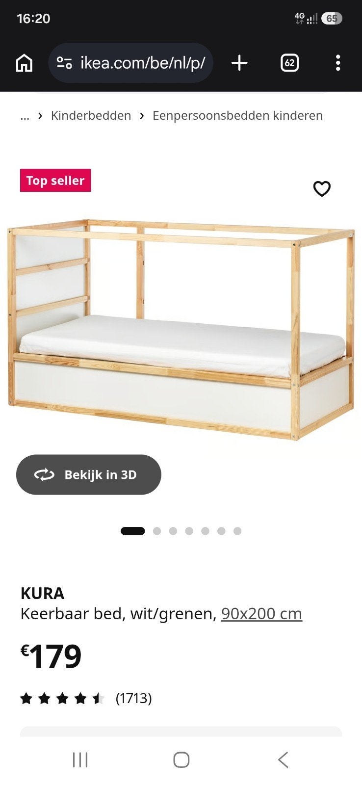Lit IKEA Kura avec matelas, Enlèvement, Comme neuf