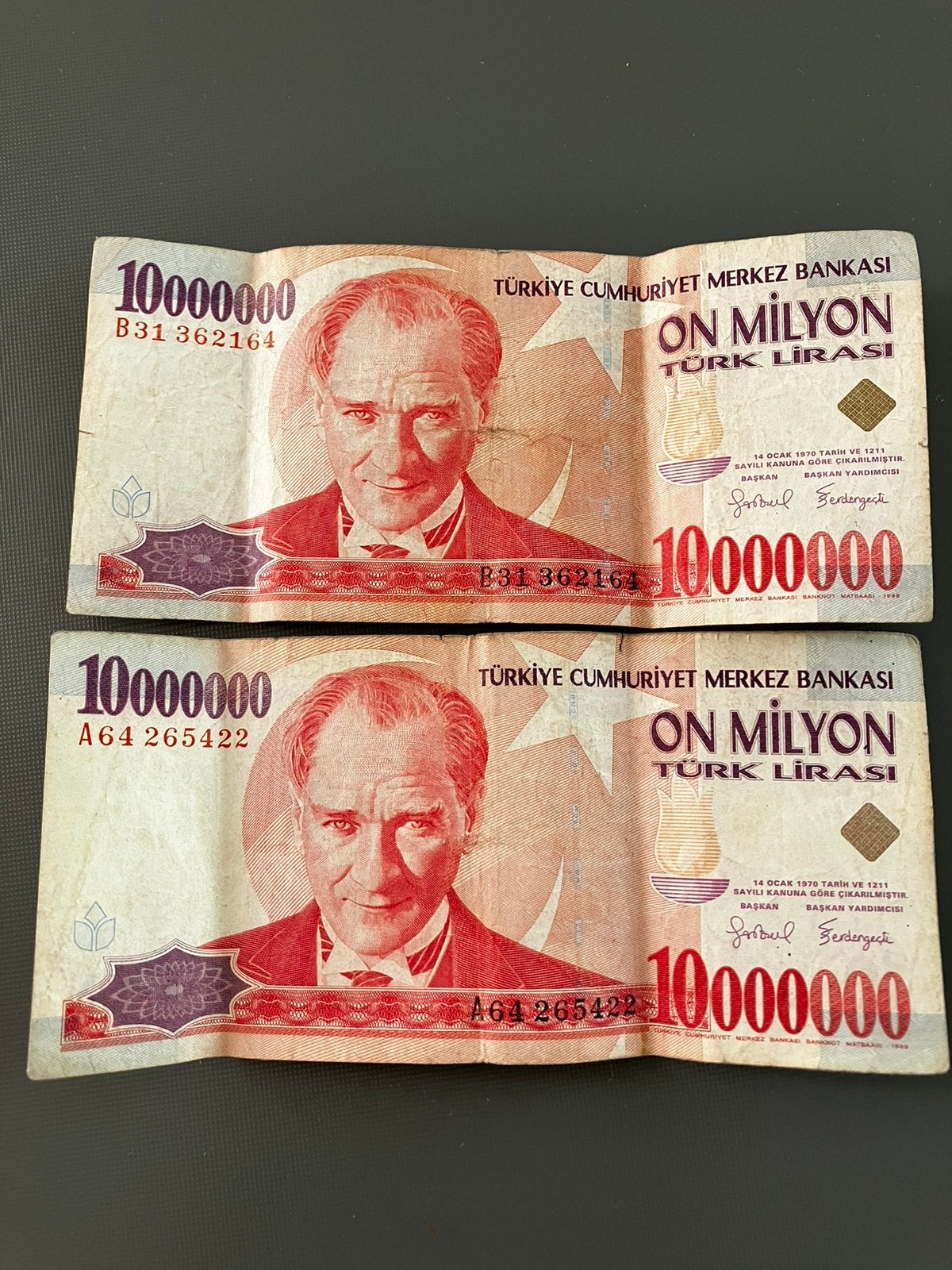 Oud biljet 10 miljoen Turkse lira, 1999., Postzegels en Munten, Ophalen of Verzenden