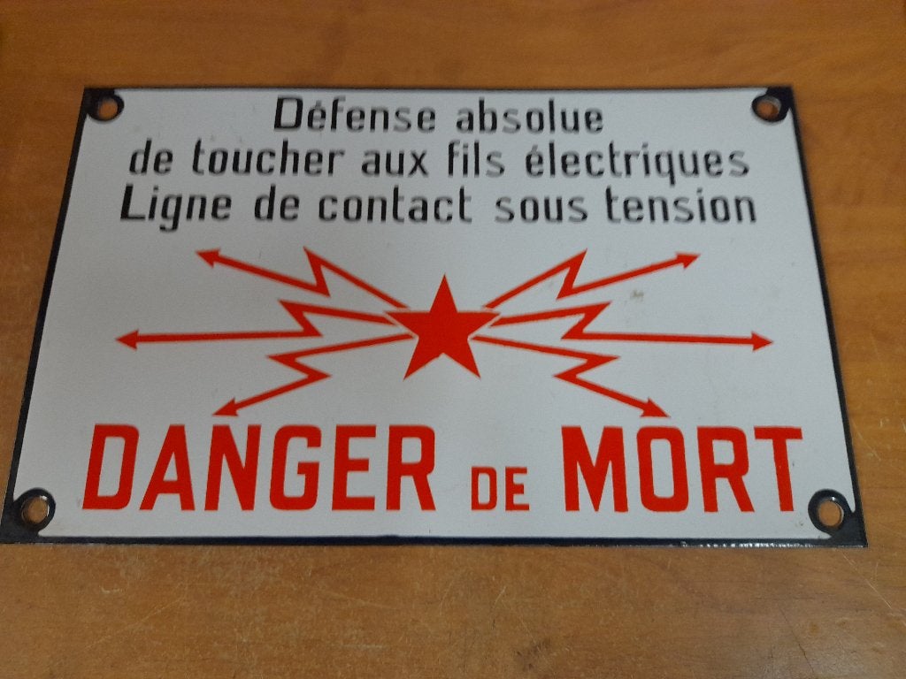 ancienne plaque emaillée danger de mort 79 40x25, Collections, Enlèvement ou Envoi, Utilisé, Autres types