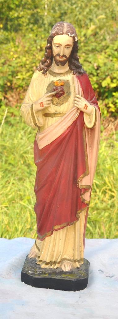 christ au sacré cœur en plâtre numéroté 27, Antiquités & Art, Enlèvement ou Envoi