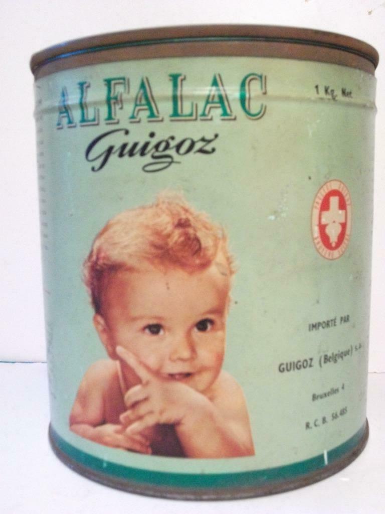Boîte métal rétro Alfalac Guigoz, Collections, Marques & Objets publicitaires, Envoi, Utilisé, Emballage