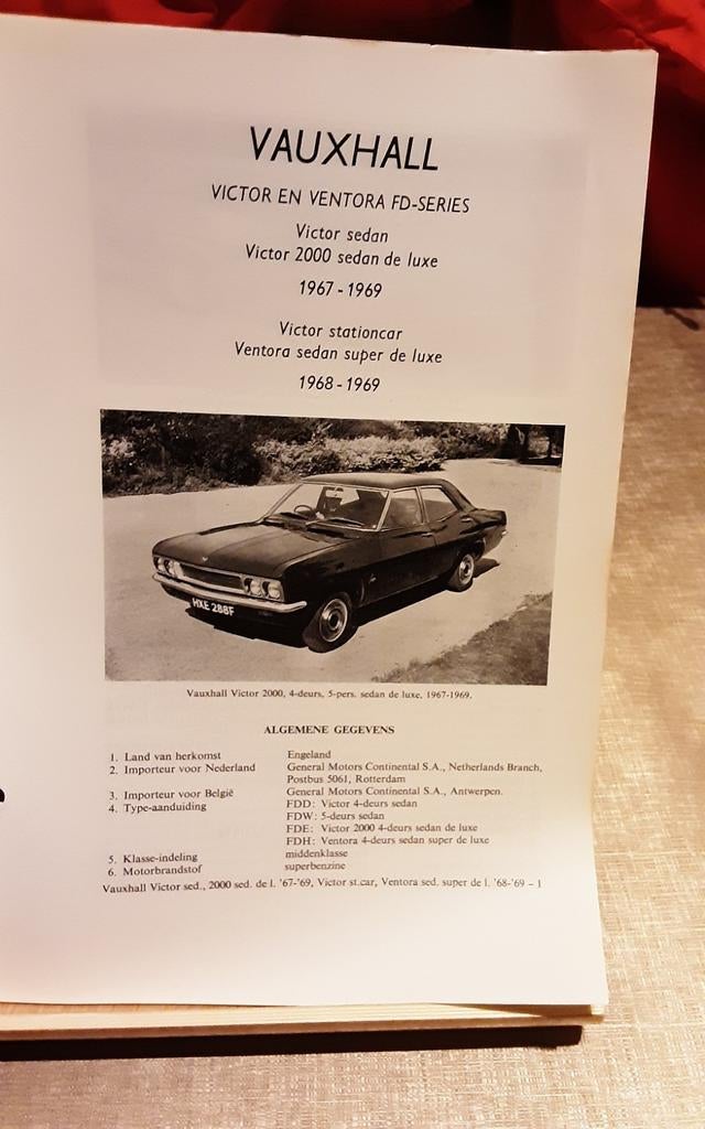 Vauxhall Victor ventora fd technische fiche, Enlèvement ou Envoi, Comme neuf