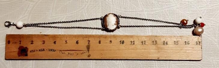 Bracelet en argent avec marcassites et camée, Enlèvement ou Envoi, Argent, Bracelet