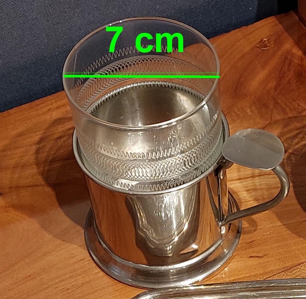 Paire de verres à thé avec support en métal argenté, Antiquités & Art, Enlèvement
