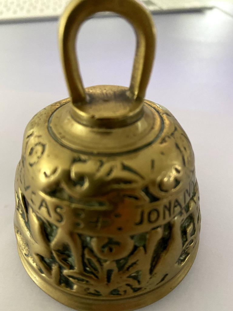 Vintage Tafelbel Messing 4 evangelisten 19e eeuw, Antiek en Kunst, Ophalen of Verzenden