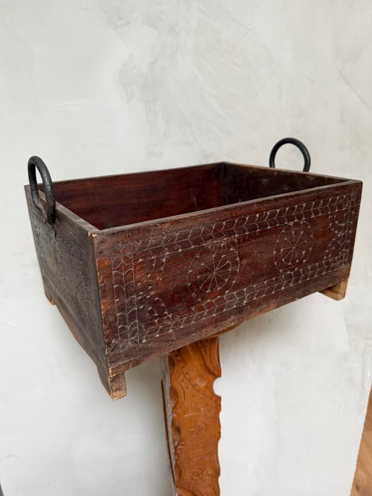 Antieke oude houten kist bak, Antiek en Kunst, Ophalen