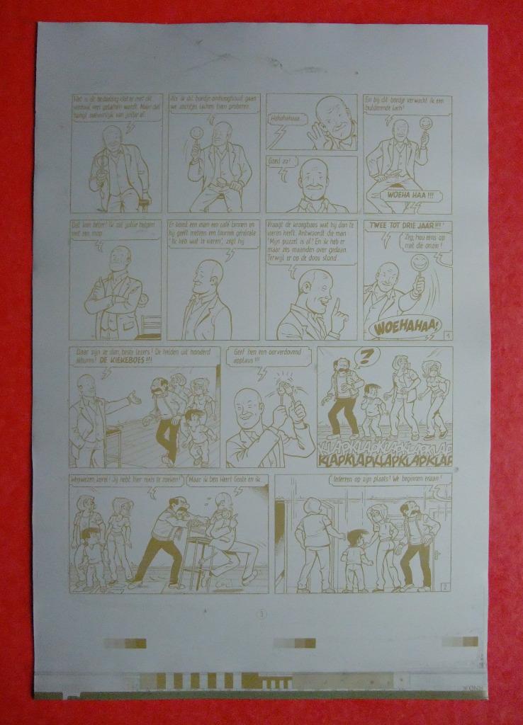 Kiekeboe / De Kiekeboes: originele drukplaat - nr 100, pg 3, Boeken, Stripverhalen, Ophalen of Verzenden, Merho