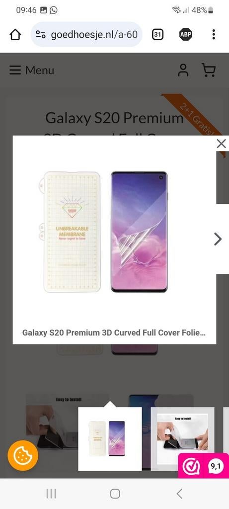 Galaxy S20 Premium 3D Screenprotector (hydrogel) 2 stuks!, Telecommunicatie, Mobiele telefoons | Samsung, Ophalen of Verzenden