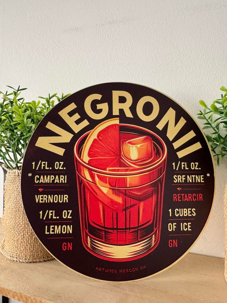 Ronde metalen reclamebor Negroni, Ophalen of Verzenden, Nieuw, Reclamebord