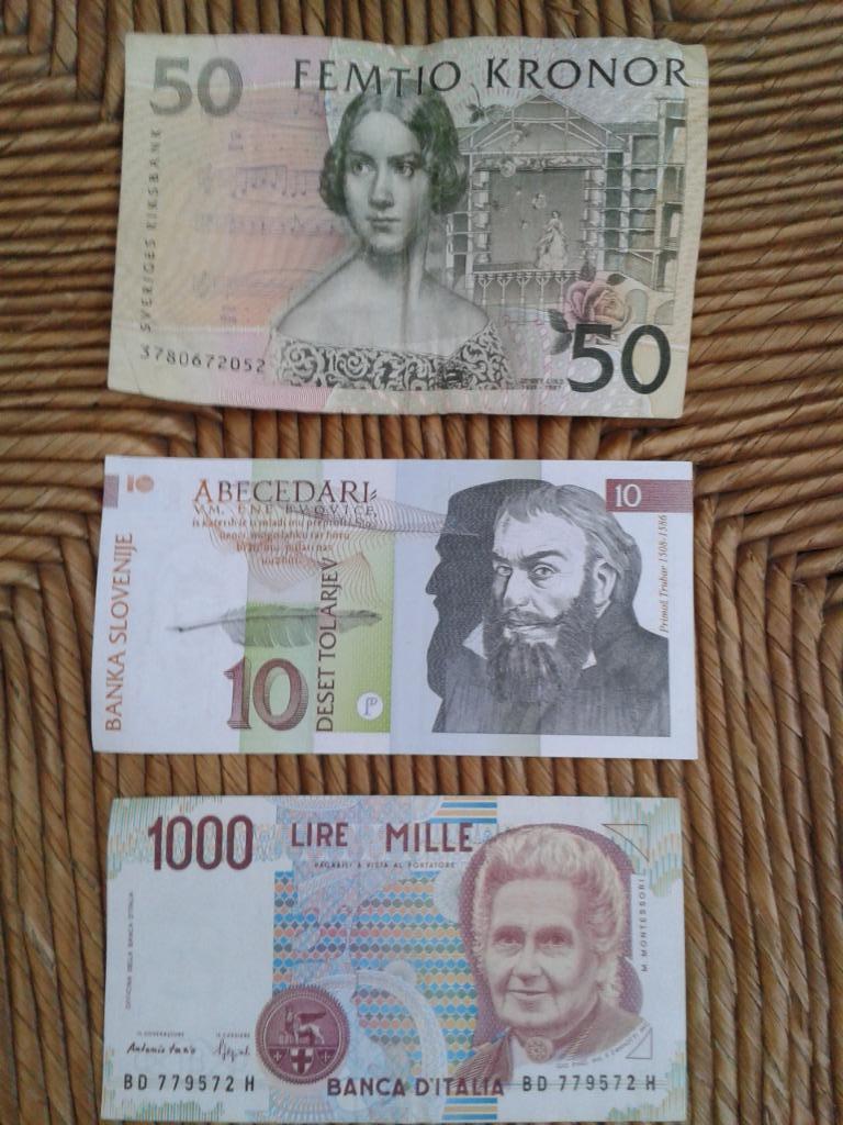Oude bankbiljetten Italië - Slovenië - Zweden, Enlèvement ou Envoi