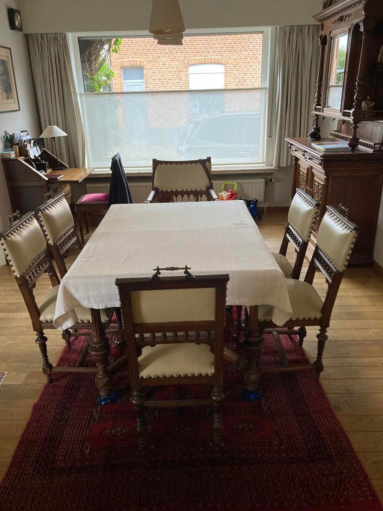 Table ancienne avec 6 chaises., Enlèvement