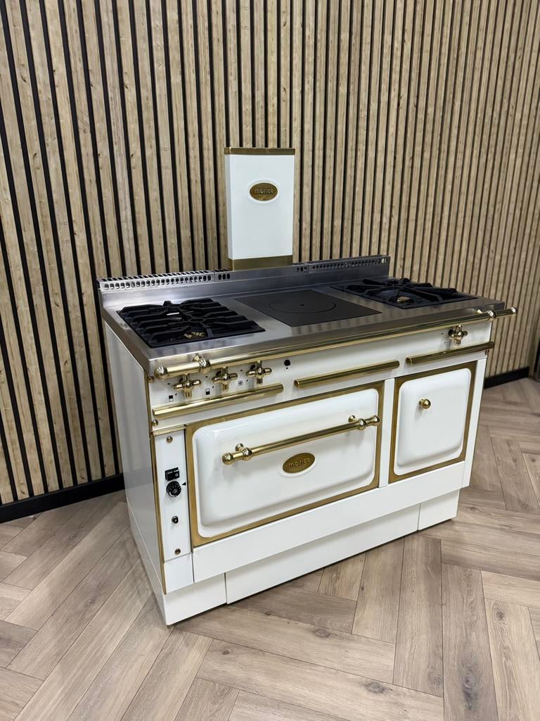 Luxe Fornuis Morice 120cm crème + Gasoven & Warmhoudkast, Ophalen of Verzenden, Grill, Gas