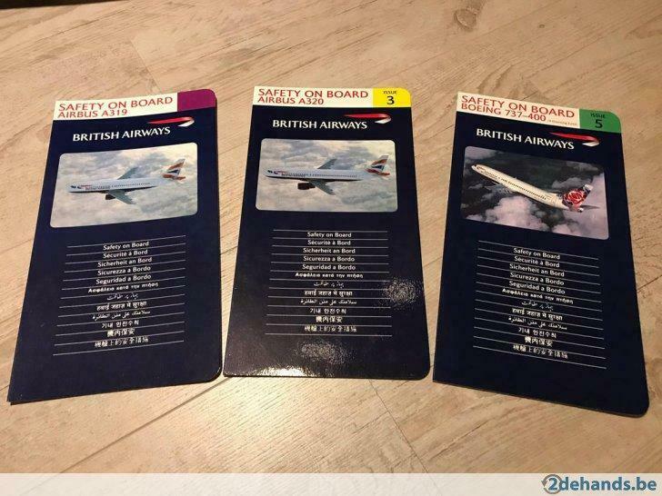 3 x Safety cards - British Airways A319/A320/737-400, Verzamelen, Ophalen of Verzenden, Nieuw