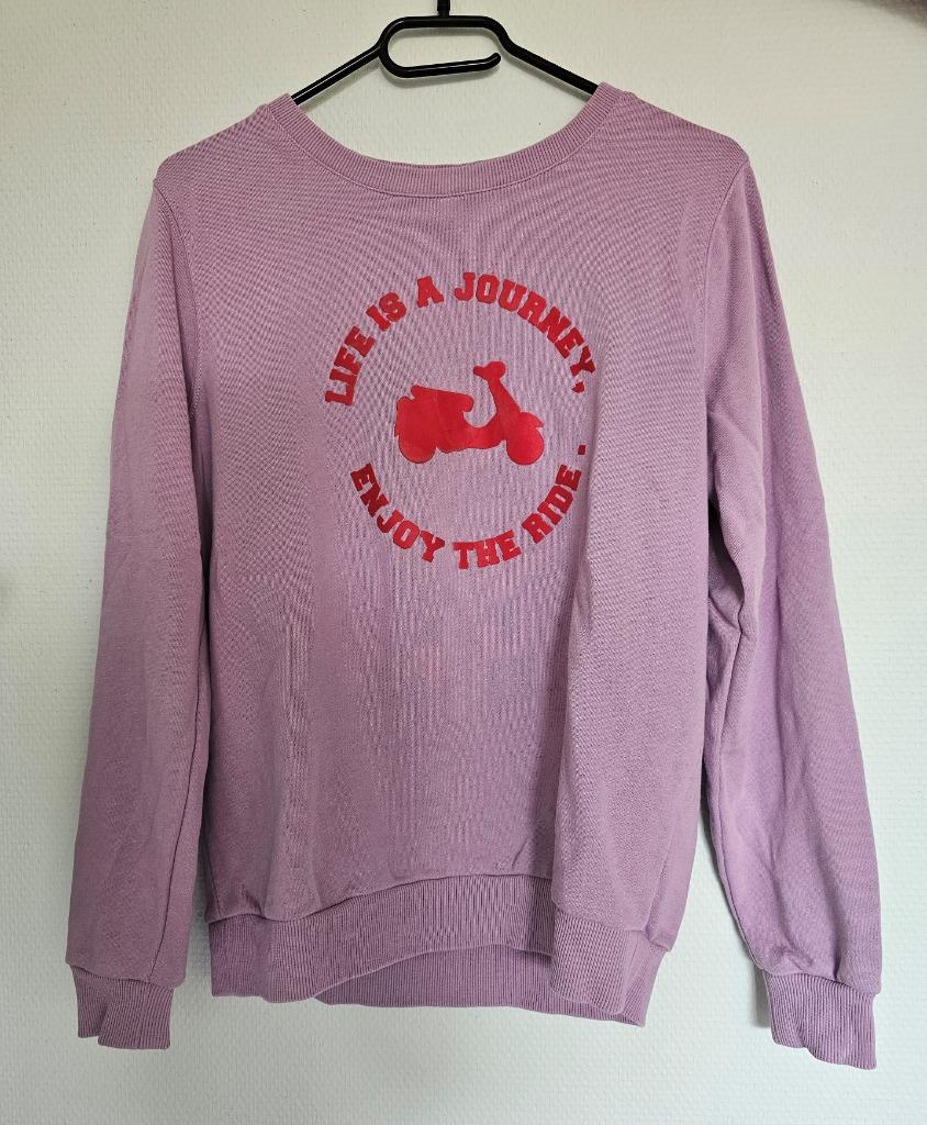 paarse trui met print en opschrift, Vêtements | Femmes, Pulls & Gilets, Comme neuf, Taille 36 (S), Violet, Enlèvement