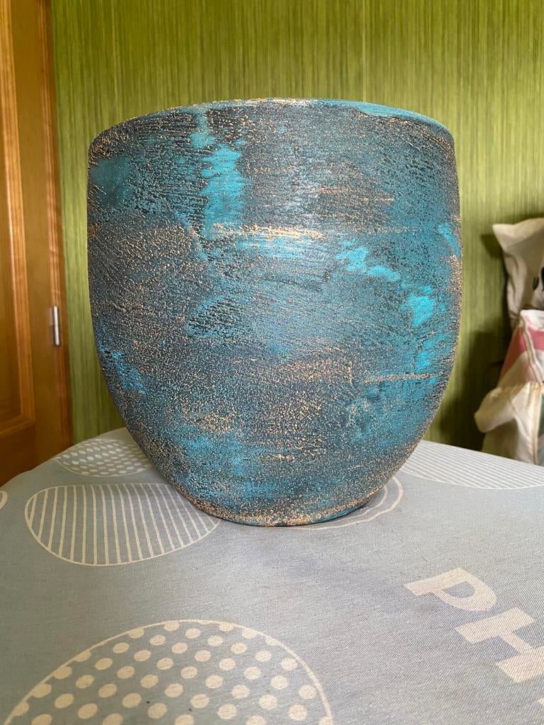 Pot pour plante (intérieur) diamètre 25cm, Enlèvement, Neuf, Bleu, Poterie ou Porcelaine