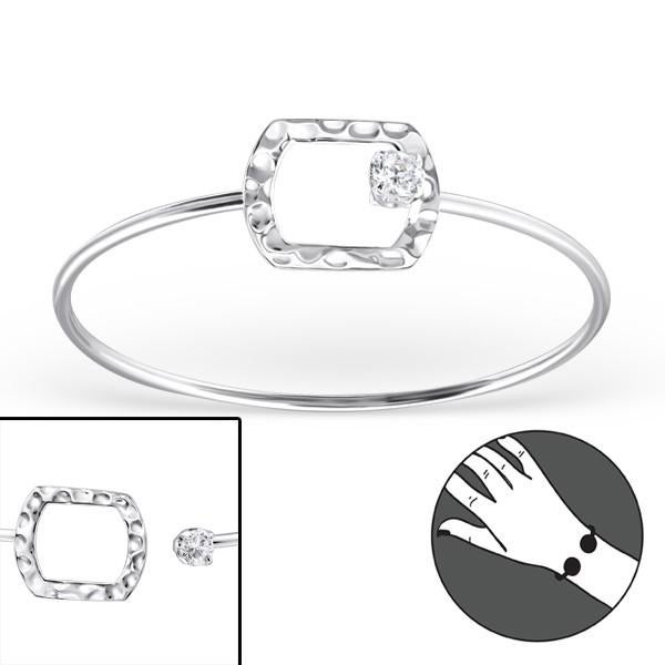 Bracelet jonc en argent avec zircones - OP=OP !, Enlèvement ou Envoi, Neuf, Argent, Argent