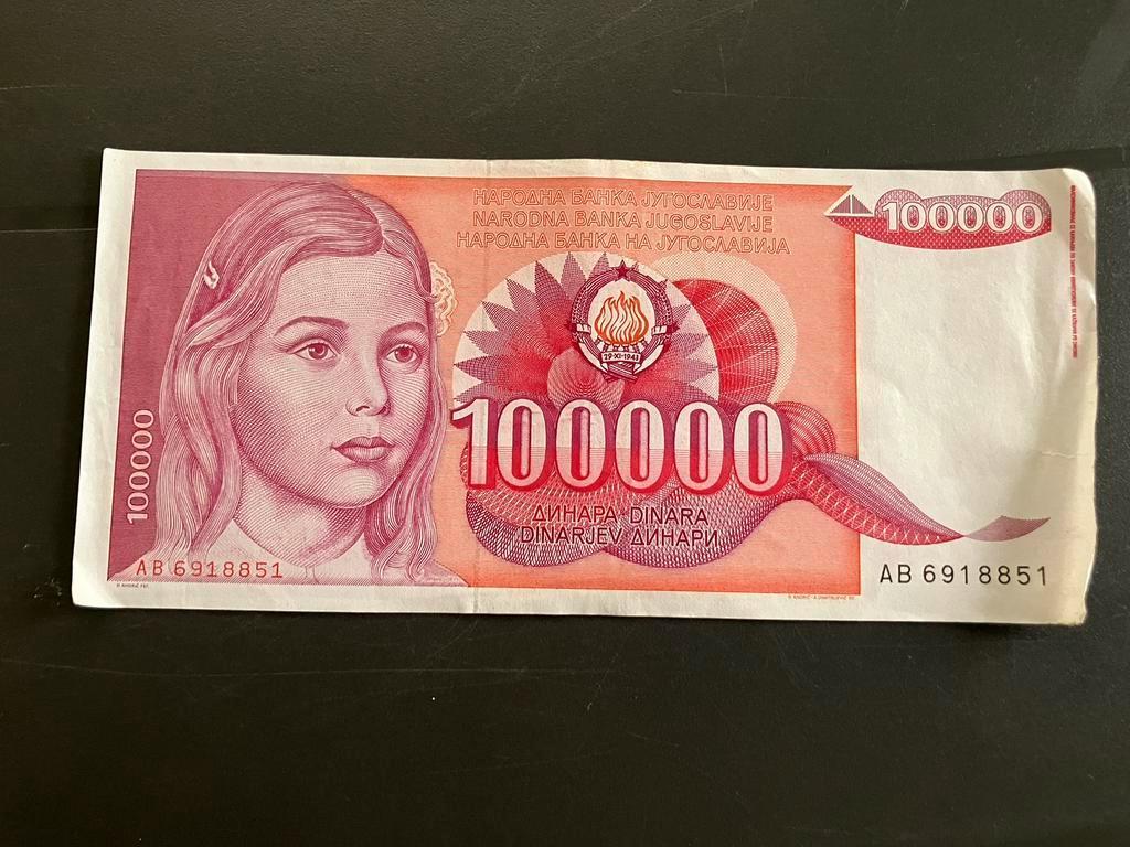 YOUGOSLAVIE 100000 DINARA joegoslavië, Postzegels en Munten, Bankbiljetten | Europa | Niet-Eurobiljetten, Ophalen of Verzenden