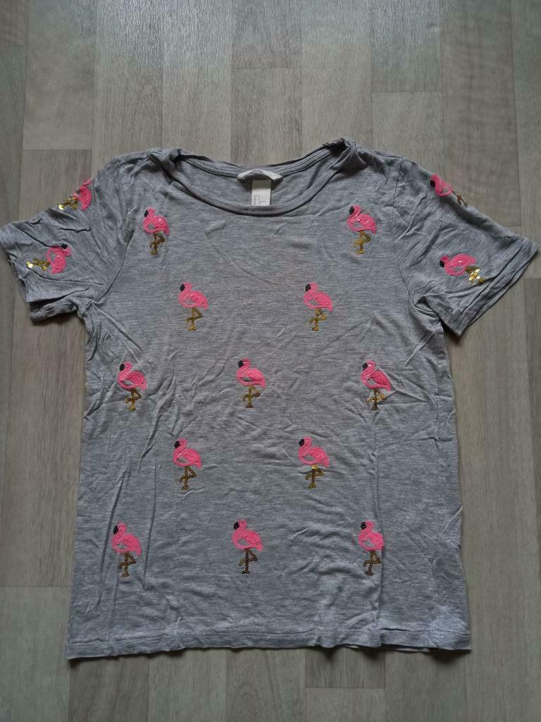 T-shirt Flamingo's H&M maat S, H&M, Ophalen of Verzenden, Zo goed als nieuw, Korte mouw