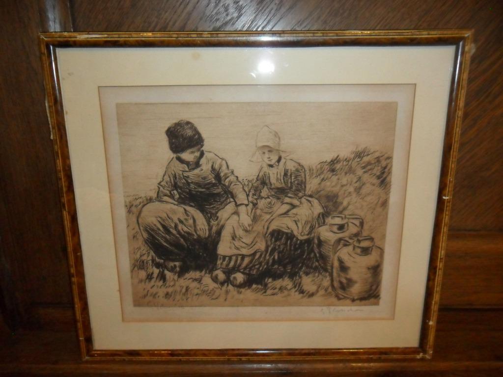 Eau forte de Gustave Flasshoen, Bruxelles (1868-1940), Antiquités & Art, Enlèvement ou Envoi