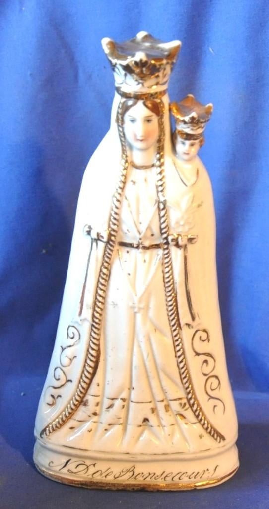 vierge notre dame de bonsecours en porcelaine dorée, Antiquités & Art, Enlèvement ou Envoi