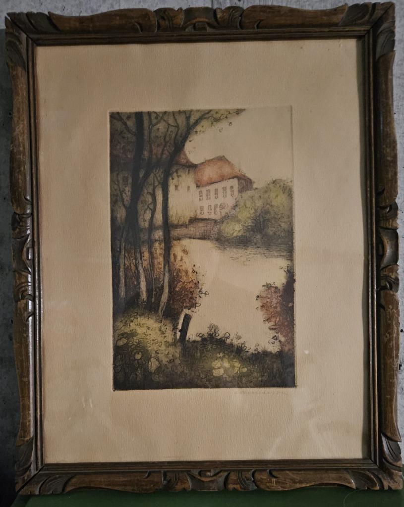kader huis met vijver, Verzamelen, Overige Verzamelen, Ophalen of Verzenden, Gebruikt