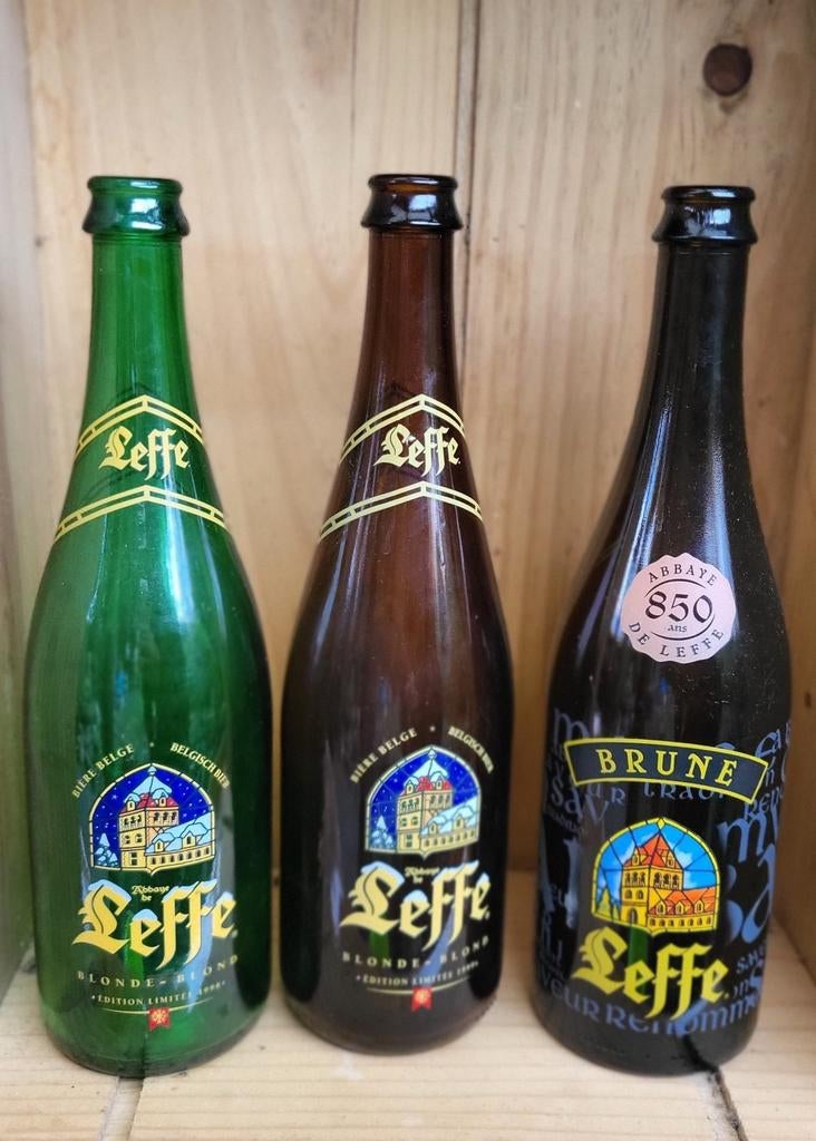 3 bouteilles LEFFE 75 CL sérigraphiées Inbev LEUVEN JUPILLE, Enlèvement ou Envoi, Comme neuf, Bouteille(s), Leffe