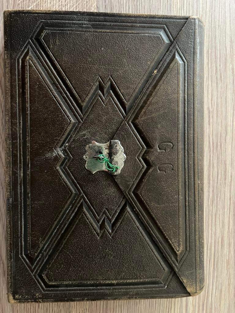 Antiek reis etui  met schrijf-bureauset in lederen etui, Verzamelen, Ophalen of Verzenden, Zo goed als nieuw, Overige typen, Overige merken