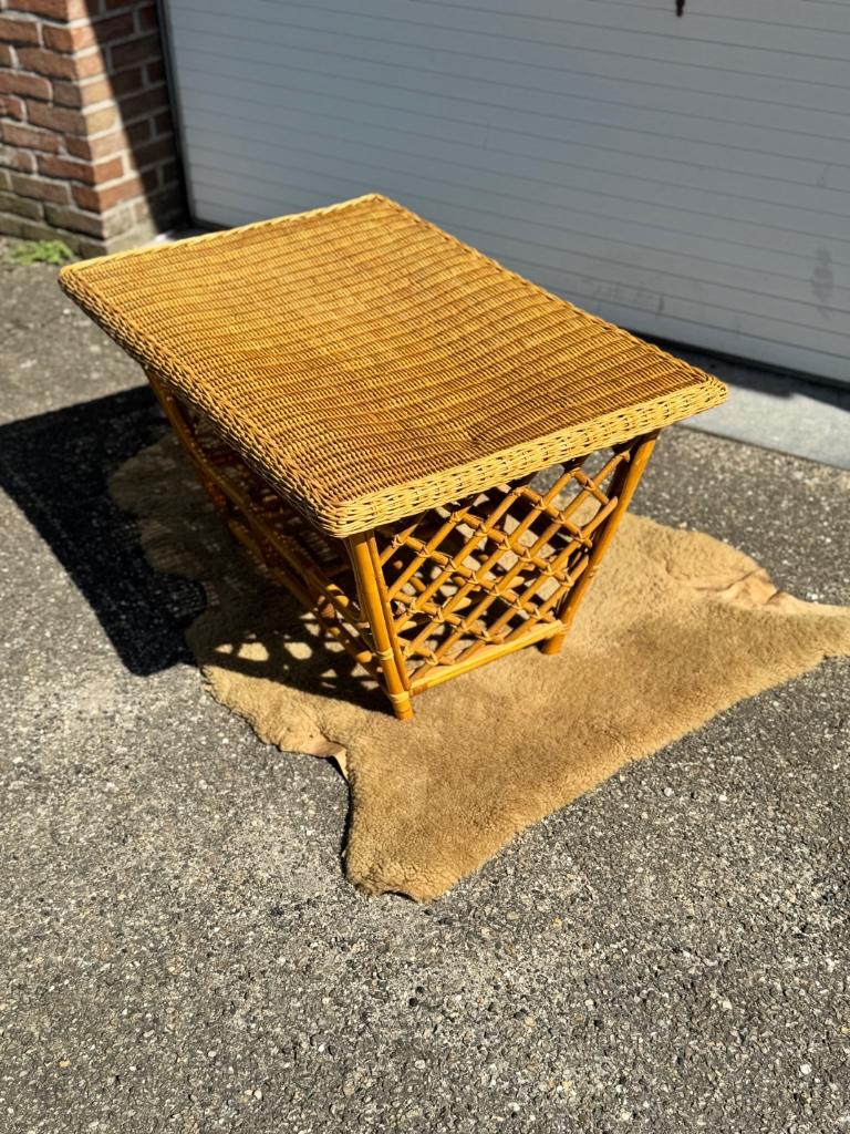 Rotan en bamboe salontafel, Antiek en Kunst, Ophalen of Verzenden