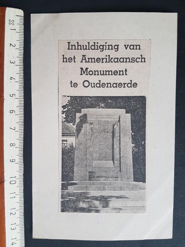 Knipsel op postkaart: Oudenaarde Amerikaans monument, Verzenden, Landmacht, Foto of Poster