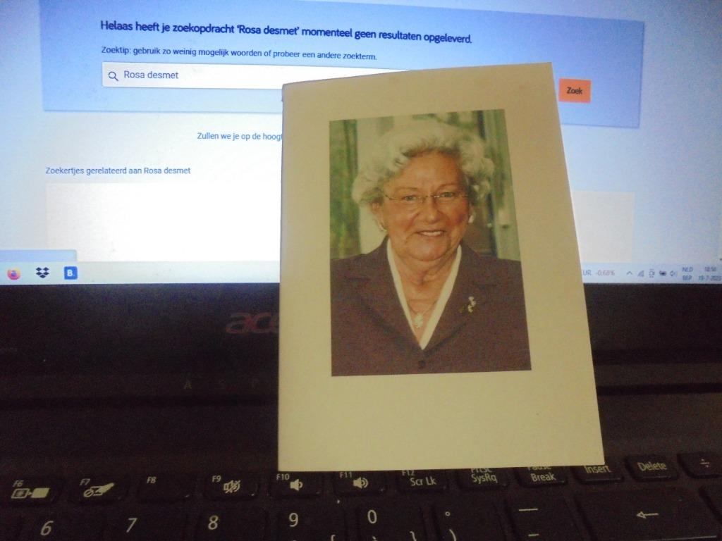 dp Rosa Desmet, Verzamelen, Bidprentjes en Rouwkaarten, Ophalen of Verzenden, Bidprentje