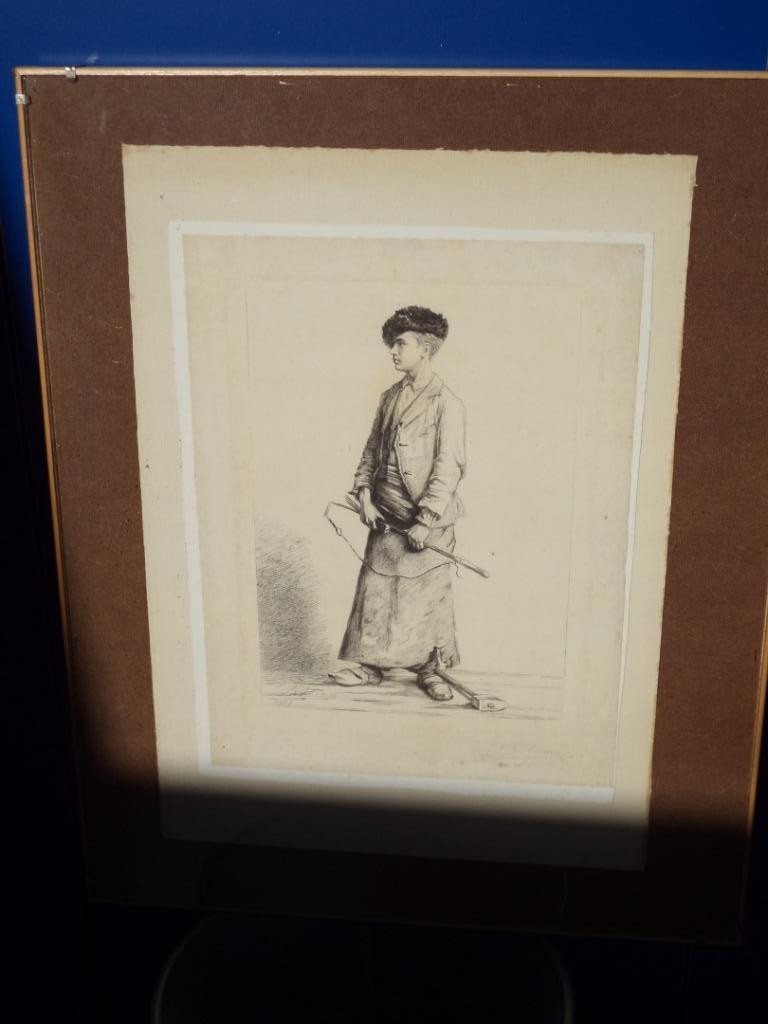 1882 antieke ets Auguste DANSE jonge smid gravure gesigneerd, Ophalen of Verzenden