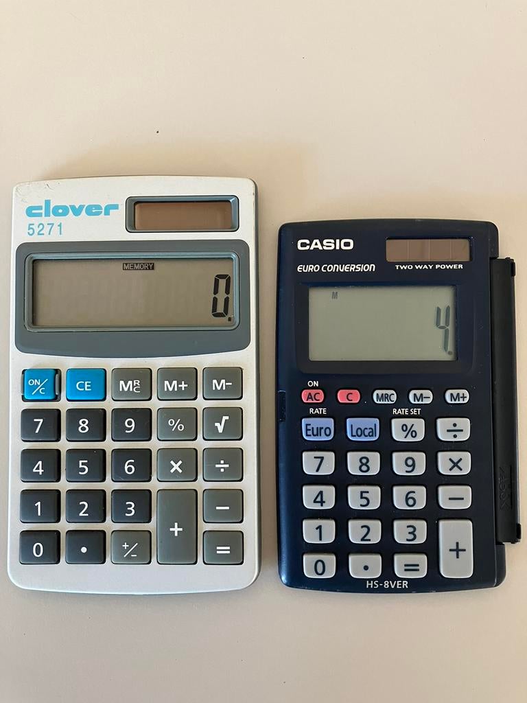 VINTAGE rekenmachine CLOVER + converter CASIO., Enlèvement ou Envoi
