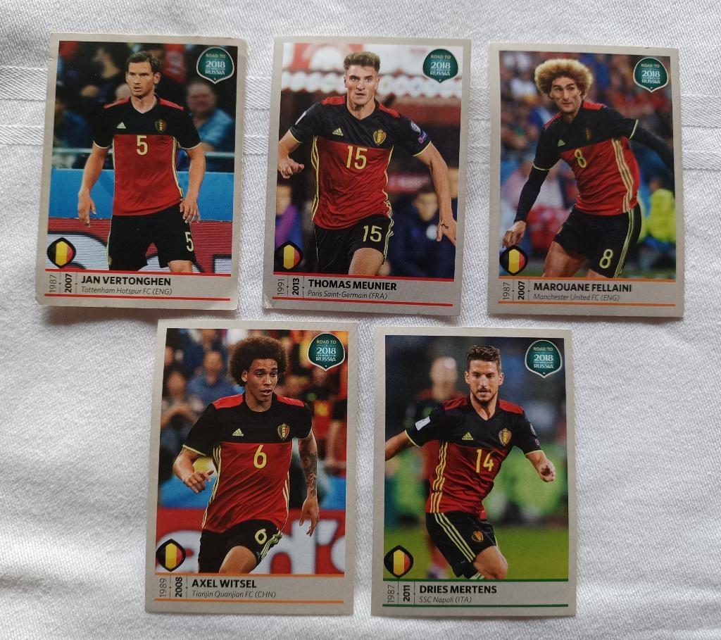 5 stickers Rode Duivels - Road to 2018 Fifa World Cup Russia, Ophalen of Verzenden, Zo goed als nieuw, Meerdere stickers