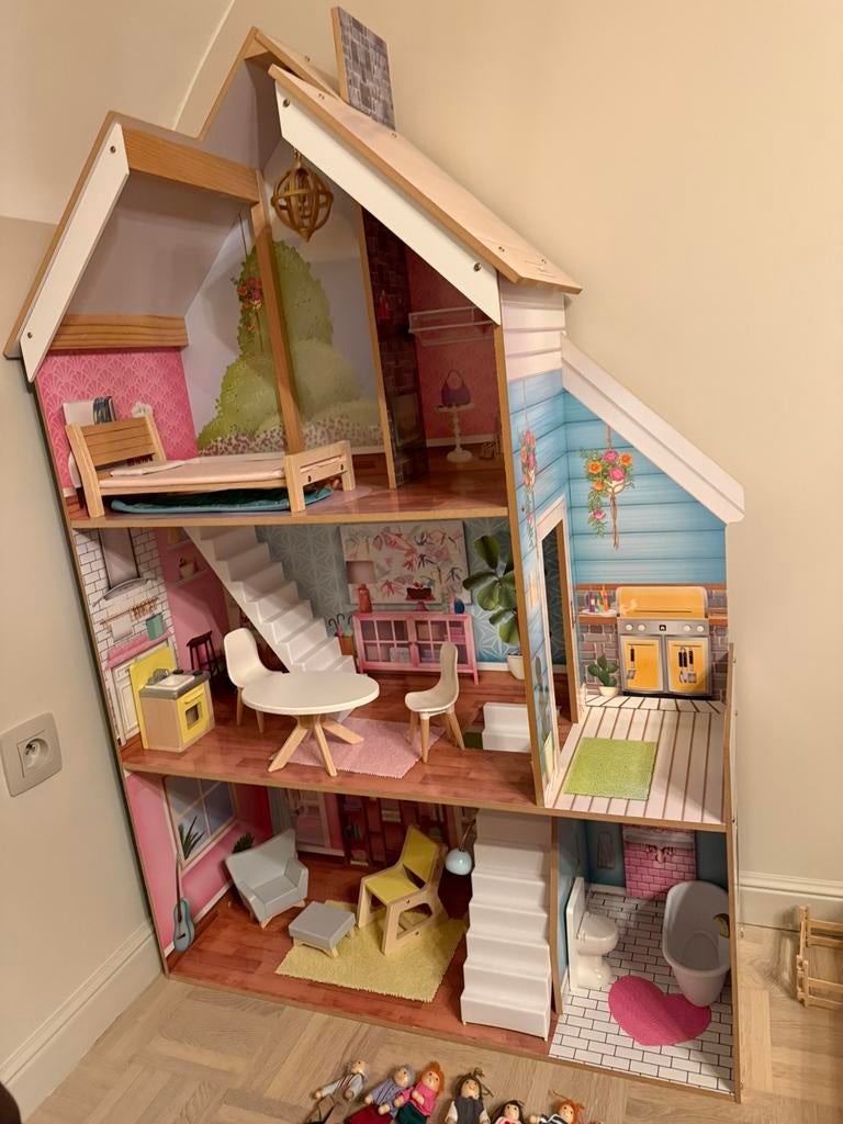 Kidkraft houten poppenhuis, Ophalen, Zo goed als nieuw, Poppenhuis