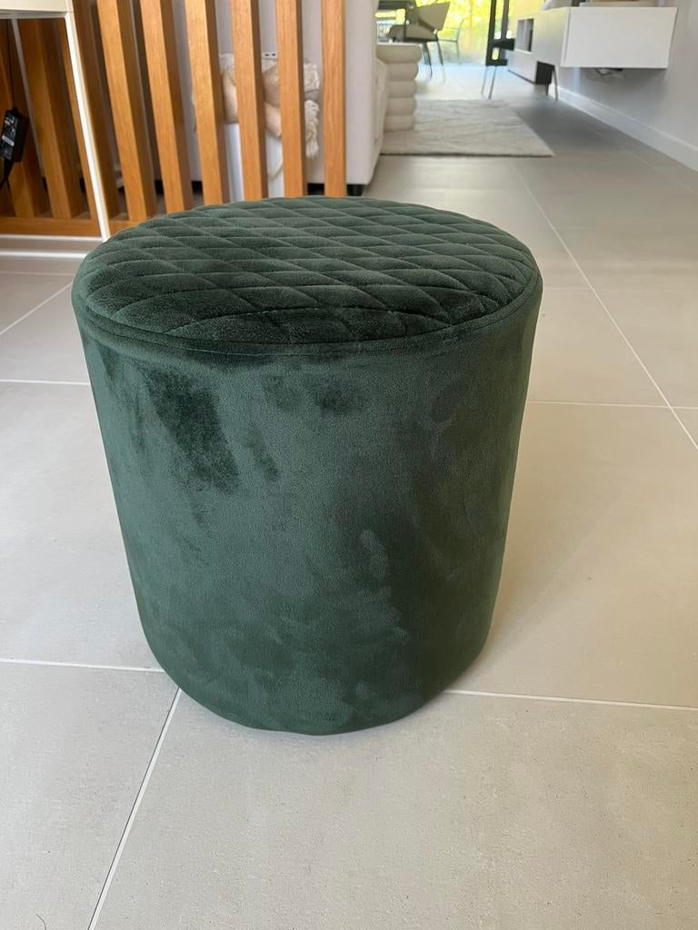 Groene poef, Ophalen, Gebruikt, Rond, Modern