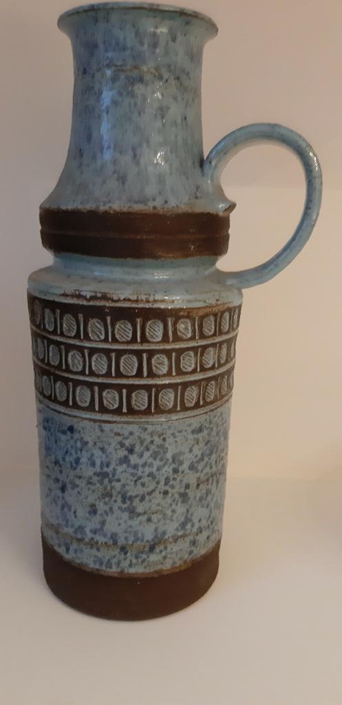 Beau vase bleu/brun, intact, H 40 cm, Enlèvement