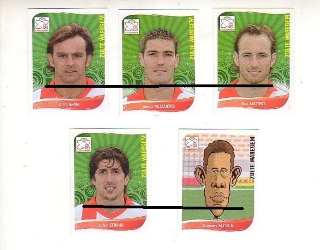 Panini Football 2009 / Zulte Waregem / 5 stickers, Verzamelen, Verzenden, Zo goed als nieuw, Poster, Plaatje of Sticker