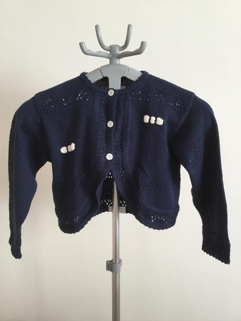 Blauwe gilet vintage Maat 128 Folieke, Kinderen en Baby's, Meisje, Trui of Vest, Ophalen of Verzenden, Zo goed als nieuw