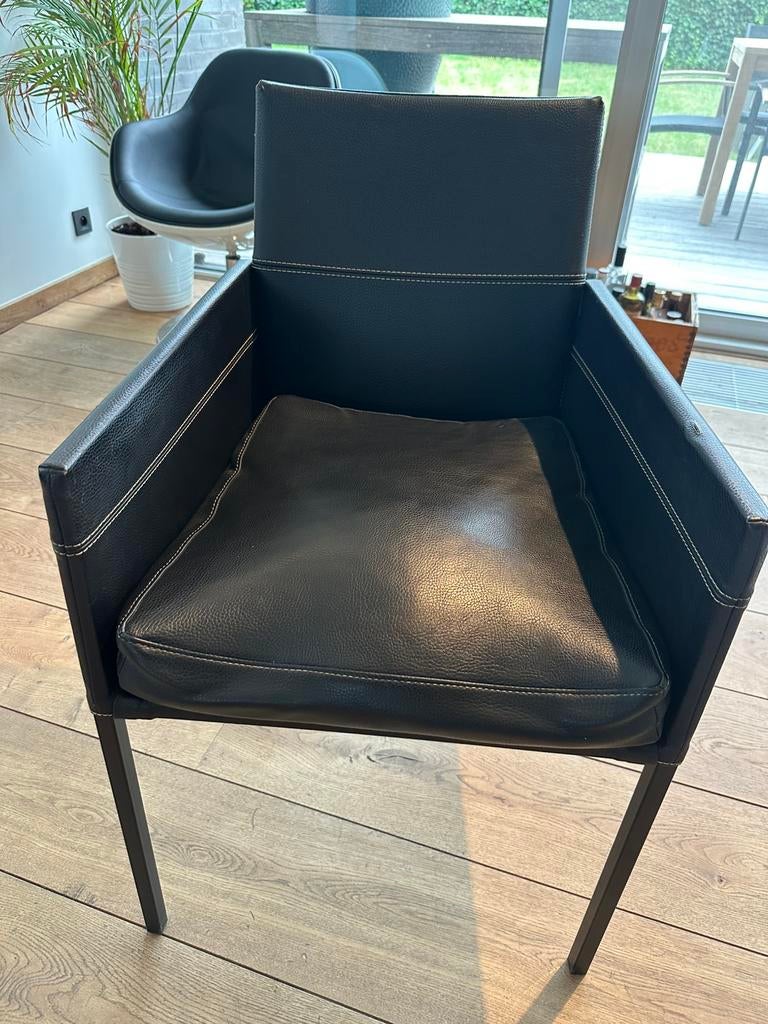 KFF lederen stoelen, Huis en Inrichting, Ophalen, Gebruikt, Zwart, Leer