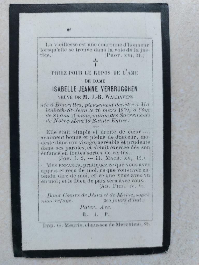 oud doodsprentje 1798-1879 Brussel-St.Jans-Molenbeek, Verzenden