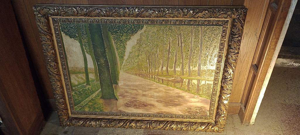 Groot gesigneerd schilderij op doek, 110x85, n513, Antiek en Kunst, Ophalen, Doek