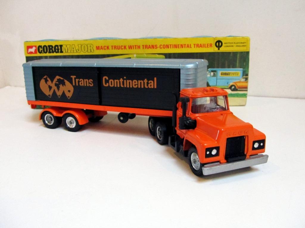 Mack Truck + Trans-Continental Trailer Corgi Major 1100 '71, Hobby en Vrije tijd, Modelbouw | Auto's en Voertuigen, Zo goed als nieuw