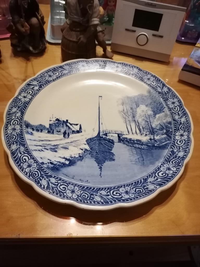 Grande assiette murale vintage Delft, Antiquités & Art, Enlèvement