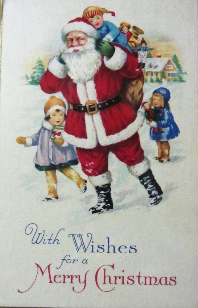 FANTASIEKAART- AMERIKAANSE KAART MET KERSTMAN EN KINDEREN, Verzamelen, Ophalen of Verzenden, Ongelopen, Kinderen